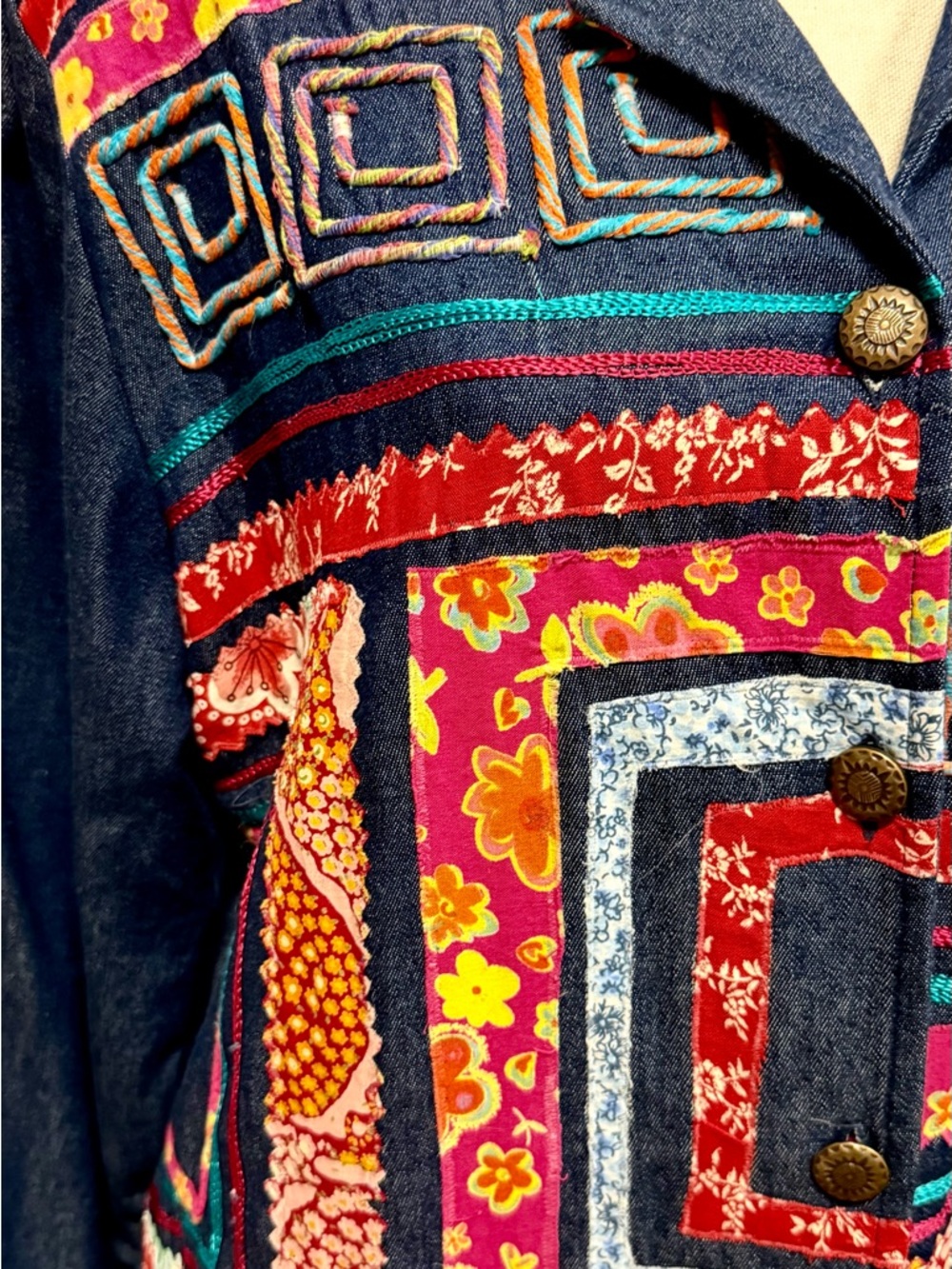 Denim Embroidered/Patchwork Jacket. - Picture 7 of 15